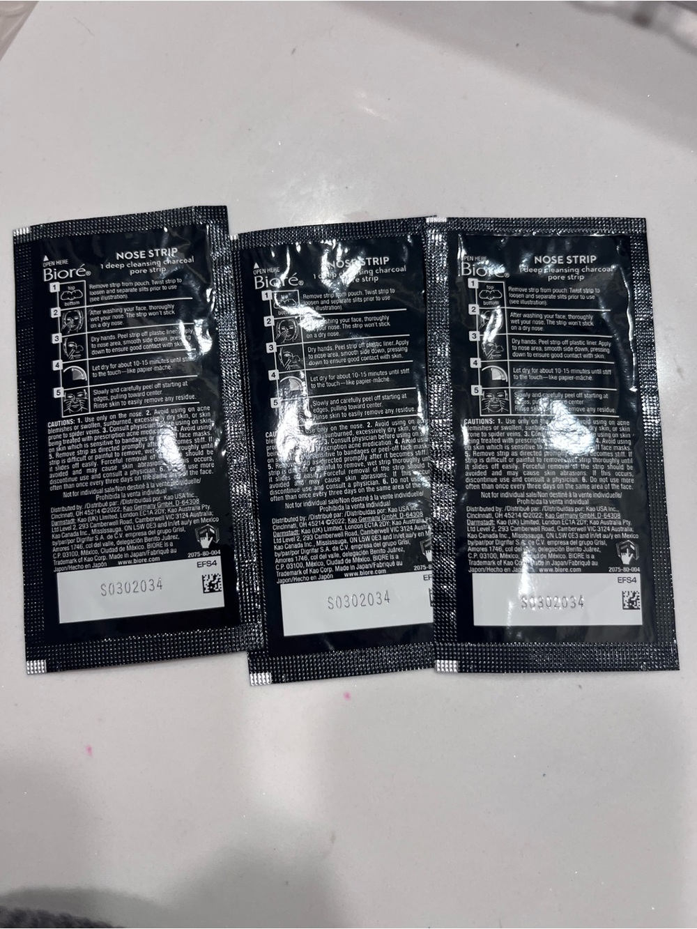 Biore Black Charcoal Nose Strips - Pack of 3